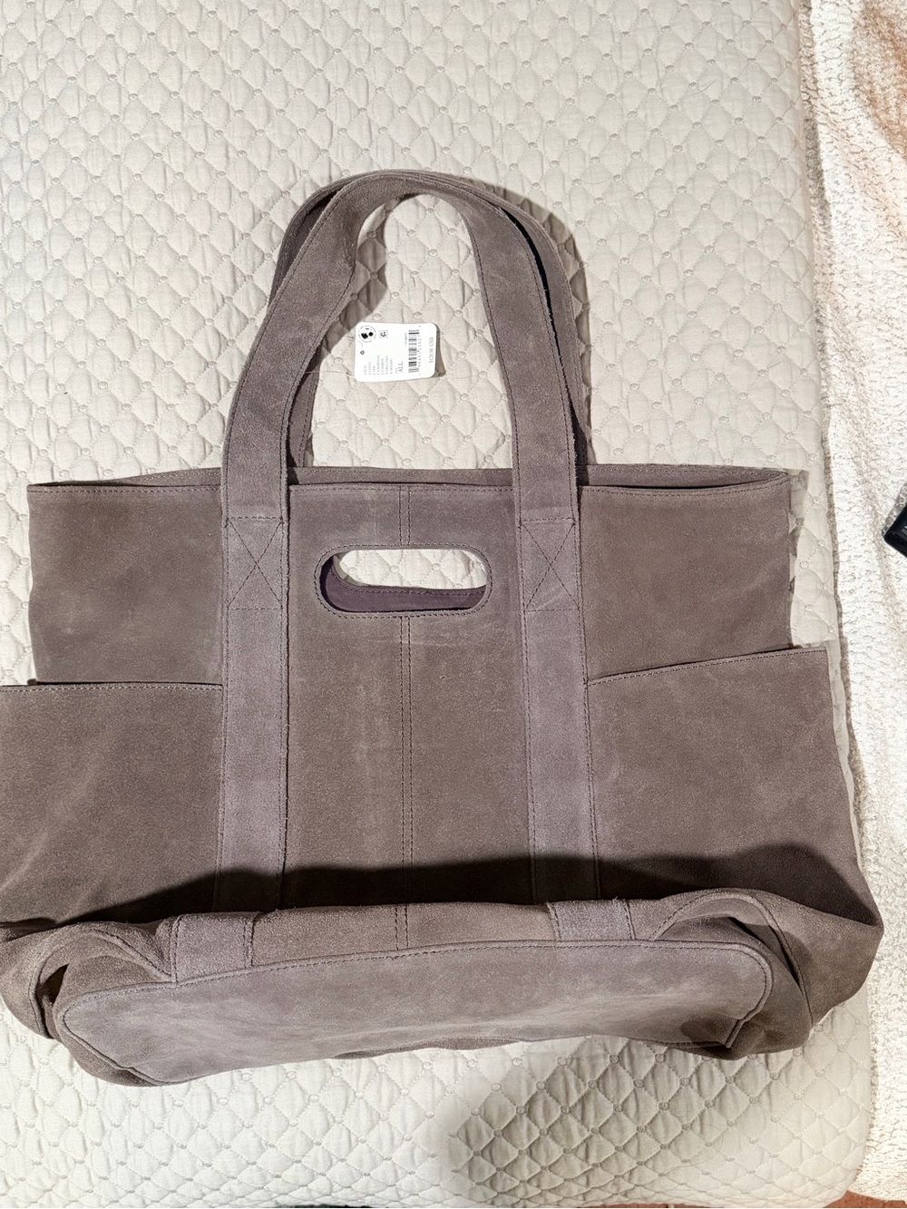 Free People Suede Caravan Tote Bag in GRAY